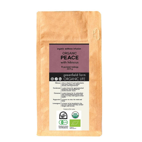 PEACE WITH HIBISCUS – Organic USDA Certified Herbal Infusion Tea [Lemongrass, Hibiscus, Cinnamon, Cardamom, Peppermint ]